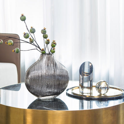 Silver Striped Glass Vase Flower Arrangement Hydroponic Accessories Modern Home Decor Accessories