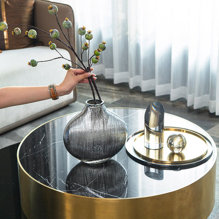 Silver Striped Glass Vase Flower Arrangement Hydroponic Accessories Modern Home Decor Accessories