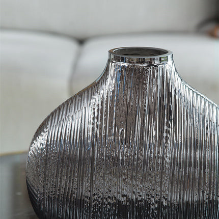 Silver Striped Glass Vase Flower Arrangement Hydroponic Accessories Modern Home Decor Accessories
