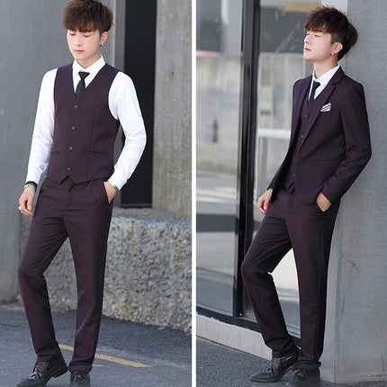 Men'S Three-Piece Korean Style Self-Cultivation Groomsmen Suits Men'S Suits