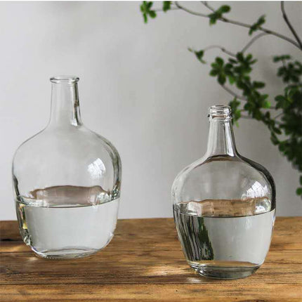 Japanese Bell Horse Drunk Wood Nantian Bamboo Nordic Style Simple Thin Mouth Big Belly Bottle Vase Transparent Indoor Flower Arranging Device