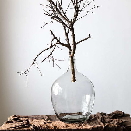 Japanese Bell Horse Drunk Wood Nantian Bamboo Nordic Style Simple Thin Mouth Big Belly Bottle Vase Transparent Indoor Flower Arranging Device