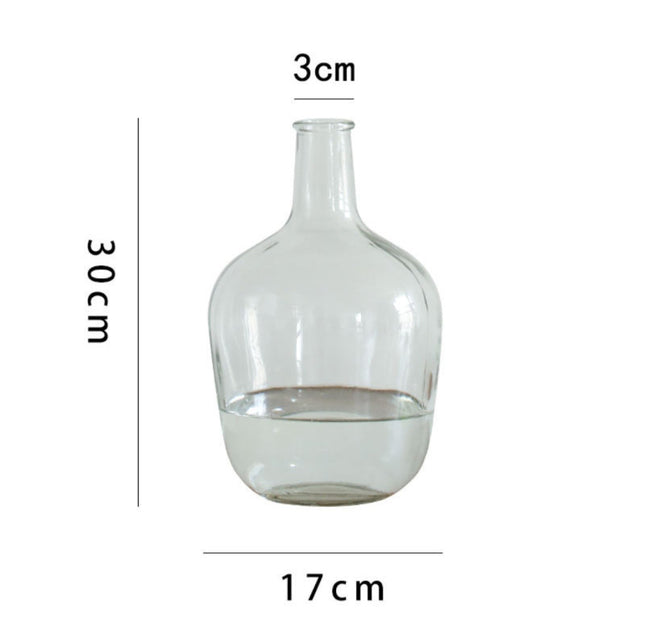Japanese Bell Horse Drunk Wood Nantian Bamboo Nordic Style Simple Thin Mouth Big Belly Bottle Vase Transparent Indoor Flower Arranging Device
