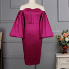 Sexy Tube Top Strapless Lantern Sleeves High Waist Plus Size Slim Party Dress