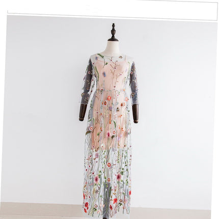 Party Flower Floral Dress Women Dresses 2 Pieces Boho Mesh