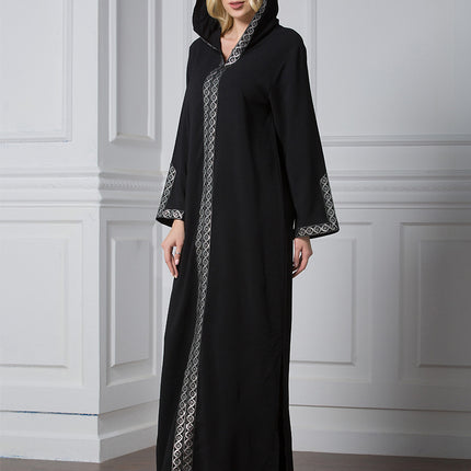 Arabian Dress Turkey Muslim Side Slit Hooded Long Dress, Worship Fashion Robe