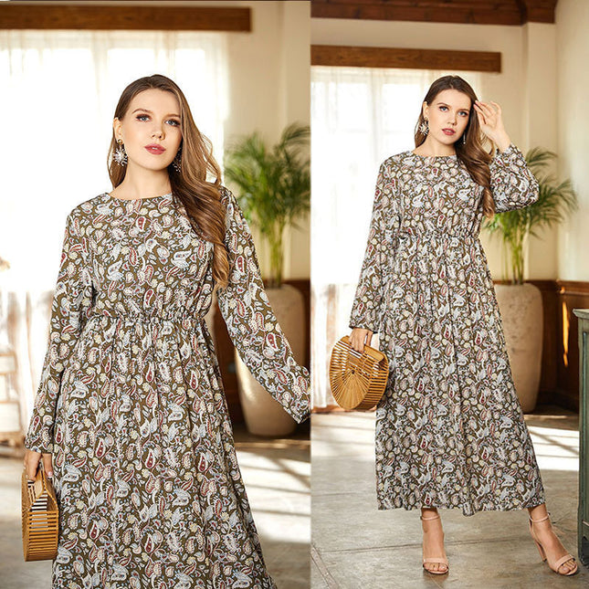 Plus Size Long Skirt Long Sleeve Elegant Party Dress
