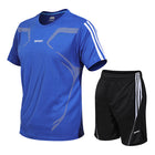 Casual Suit Men's Summer Men's Short-Sleeved Suit Ice Silk Suit Men's Plus Size Running Wear Sportswear