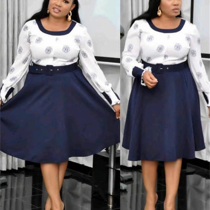 African Fashion Plus Size Long-sleeved Women Dress