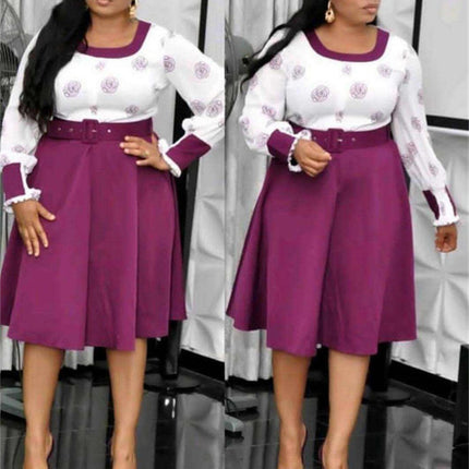 African Fashion Plus Size Long-sleeved Women Dress