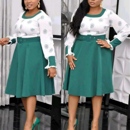 African Fashion Plus Size Long-sleeved Women Dress