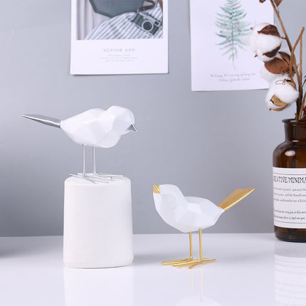 Gold And Silver Crafts Gift Origami Bird Hallway Home Resin Decorations