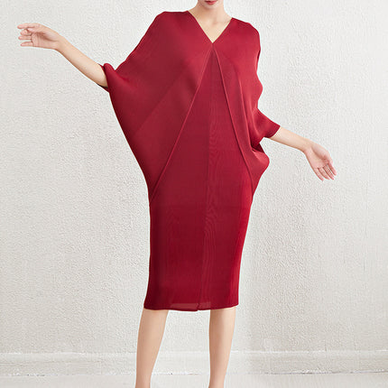 High-Grade Plus Size Pleated Dress Women