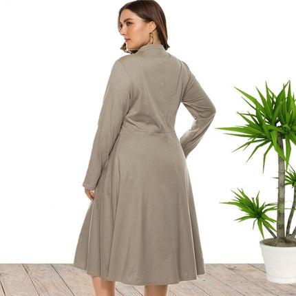 Large Size Women's Round Neck Lace Knitted Dress