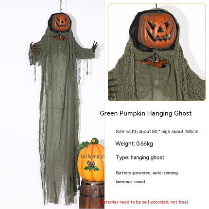 Halloween Decoration Pumpkin Hanging Ghost Chamber Haunted House Script Killing Voice Control Electric Horror Props