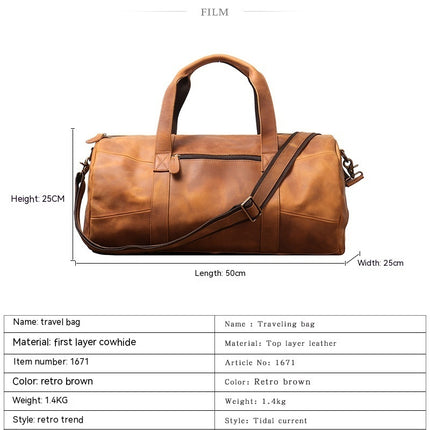 Men's Genuine Leather Portable Travel Bag