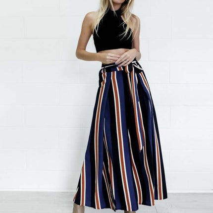 Women's pants fashion striped sexy split wide-leg pants casual pants women