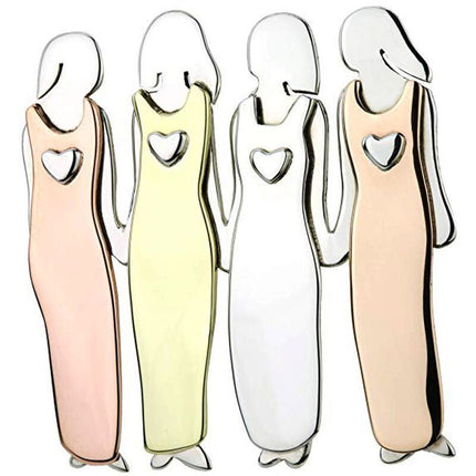 Fashion Jewelry Pink Enamel Pin Metal Heart Bond Between Three Sisters Designer Brooch Broches Vintage Brooches For Women