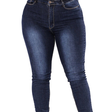 Extra large size fashion high elastic denim pants women