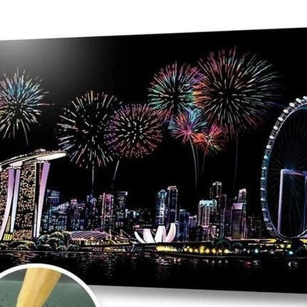 Decorative painting scratch Scraping painting drawing paper world Sightseeing pictures decoration birthday gifts drop shipping