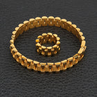 10mm Wristband Link Bracelet And 10mm 8-12 Adjustable Size Ring Stainless Steel Silver Gold Color Bracelets/Rings Set