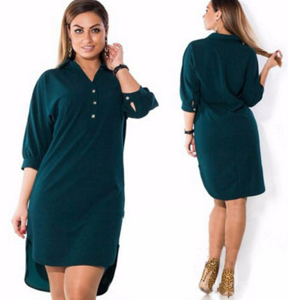 Irregular plus size shirt dress