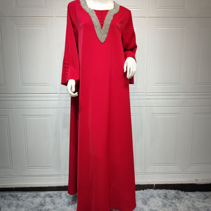 Women's Fashion Plus Size Women Handmade Beaded Rhinestone Dress
