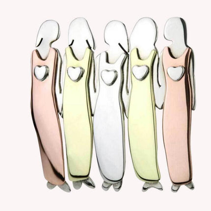 Fashion Jewelry Pink Enamel Pin Metal Heart Bond Between Three Sisters Designer Brooch Broches Vintage Brooches For Women