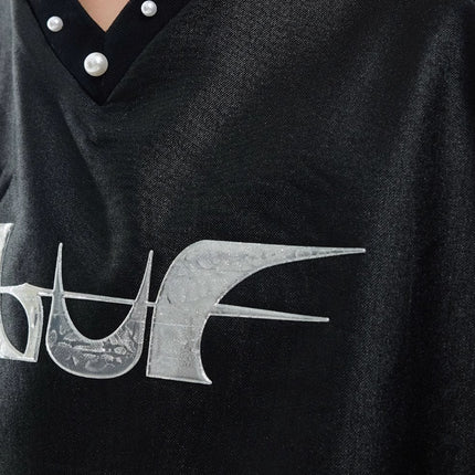 Niche Streamer Texture Deconstruction Split Stitching Short Sleeve