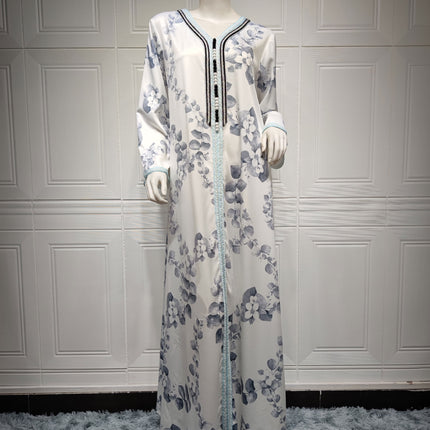 Muslim Female Hui Print Dress Robe