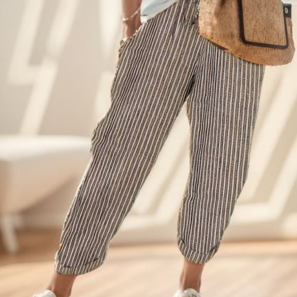 Ladies' Striped Wide-leg Pants