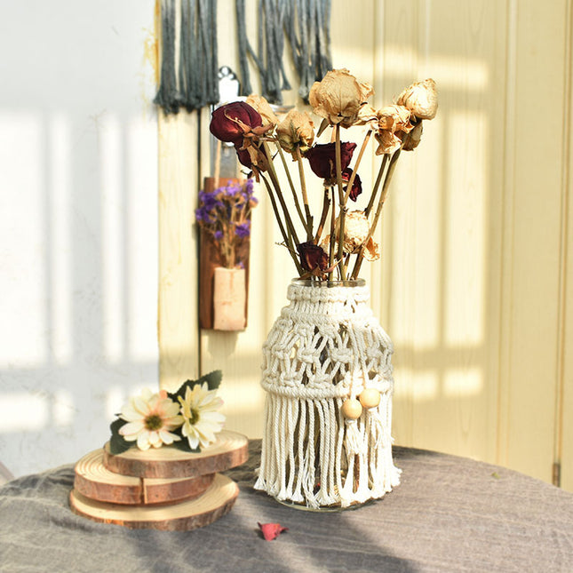 Ins Style Nordic Hand-woven Vase Creative Decoration Living Room Table Decoration Candlestick Shooting Props