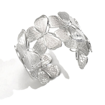 Lxalry Platinum Plated Stainless Steel Floral Carved Mirror Bracelet Hypoallergenic Skin Safe Jewelry With Artisan Polish Never Tarnish Luxury Gift For Women S Daily   Evening Wear