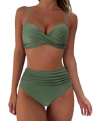 Printed Two-piece Push-up Bikini High Waist Swimsuit
