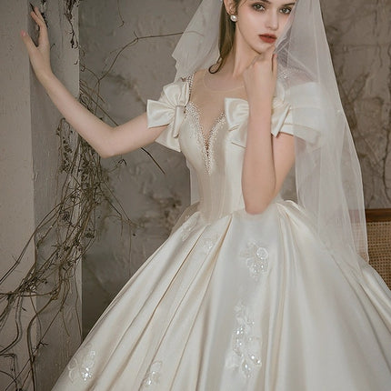 New Bride Vintage Satin Wedding Dress