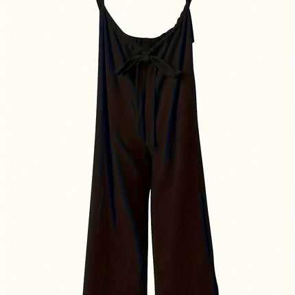 Plus Size Solid Color Pocket Overalls Casual Women's Pants