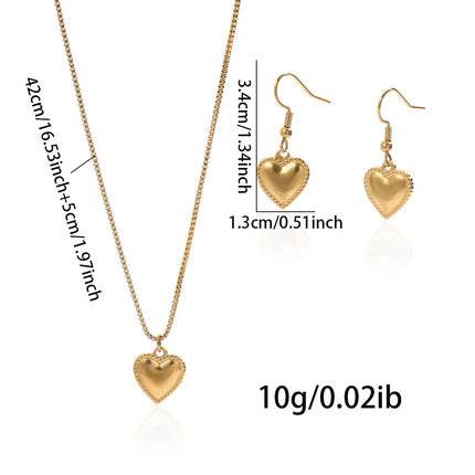 Lxalry 18K Gold Plated Symmetrical Heart Jewelry Set Mirror Polish Hypoallergenic Necklace  Earrings For Women, Never Fade Luxury Gift With Precision-Cast Edges