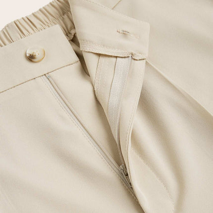 Women's Plus Size High Waist Straight Leg Trousers - Elegant, Polyester, Machine Washable, Casual Suit Pants For Women