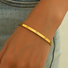 Lxalry 18K Gold Plated Stainless Steel Minimalist Bracelet Hypoallergenic Circle Rhinestone Jewelry  Secure Inlay Tarnish Free Design Skin Safe Luxury Gift For Her Golden Hour Glow, Everyday Wear A