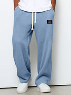 Waffle Straight Pants Fashion Brand Loose Loose  Drawstring Pockets Trousers Casual Men's Clothing