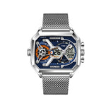 Navy Blue Silver Steel Belt