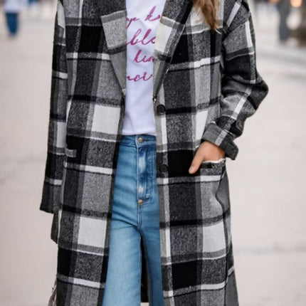 Women's Casual Hooded Plaid Jacket