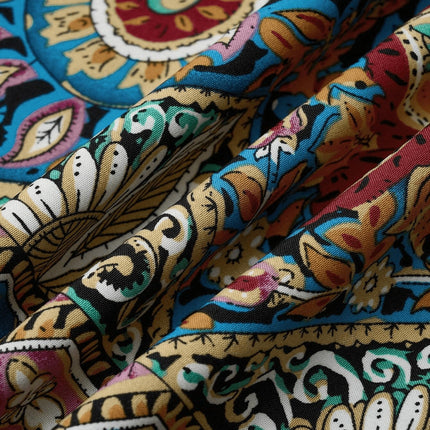 Women Print Maxi Dress High Waisted Cross Halter Neck With Tie Detail,Flowing Vacation Gown In Teal, Blue-Green & Brown Paisley   Pattern, Machine Washable, Summer Fashion Decorative Tie Detail