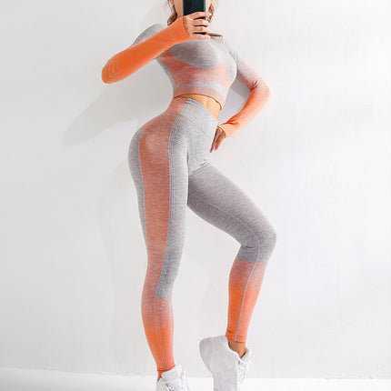 LANTECH Women Yoga Sets Gym Fitness Athletic 2 Pcs Sports Suits Set Pants Leggings Sportswear Leggings Seamless Sports Shirts