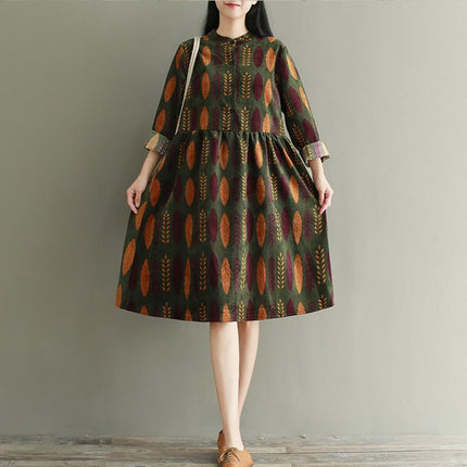 Retro plus size print dress