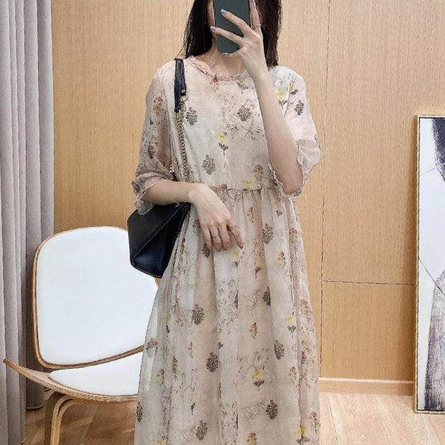 Plus-size Floral Chiffon Dress
