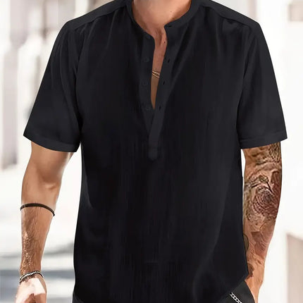 Men's Chest Pocket Solid Color Casual Fashion Short Sleeve T-shirt