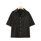 French Lapel Short Sleeve Shirt Outfit Loose Shorts Two-piece Set