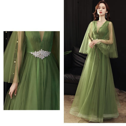 Green Wedding Dress Guzheng Art Examination Solo