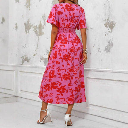 Women's V-neck Casual Temperament Long Dress